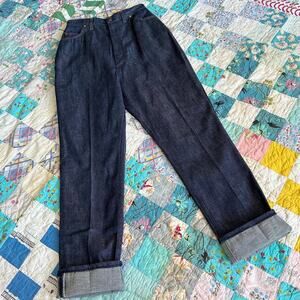 Vintage 50s/60s DEADSTOCK Sears Super High Waist Dark Wash Raw Denim Jeans 27x30